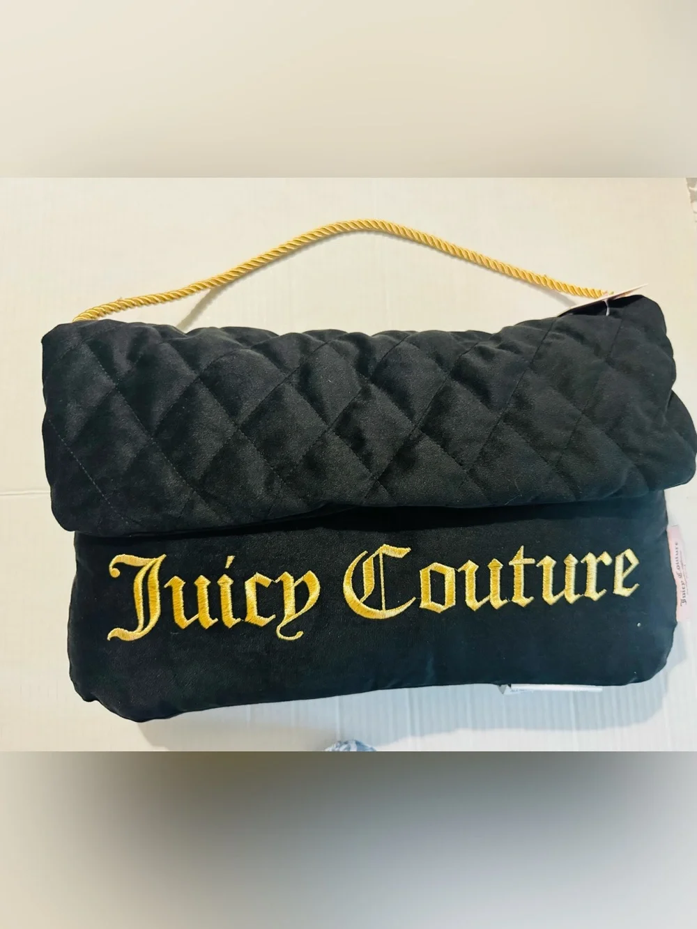 Juicy Couture gold and Black Quilted Shoulder Bag decorative pillow BNWT